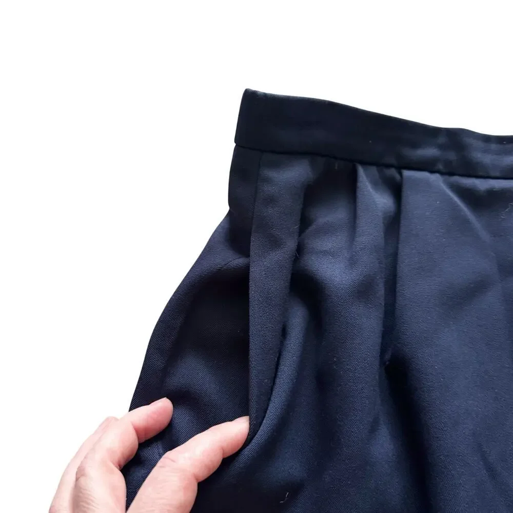 VTG Land's End Vintage 100% Wool Pencil skirt Women's Sz 6‎ Navy Blue Preppy